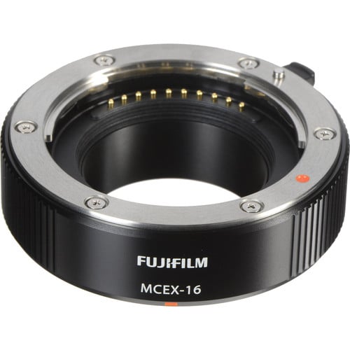 Fujifilm MCEX-16 Extension Tube – lightweight macro accessory that increases close-up focusing capability by extending the lens distance from the sensor.