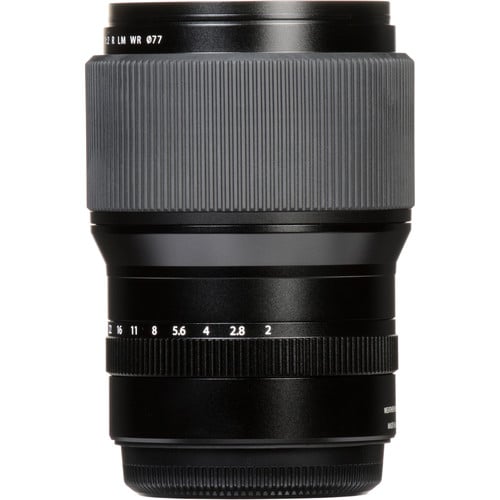Fujifilm GF 110mm f/2 R LM WR lens. Medium-format prime with f/2 aperture, fast AF, weather-resistant build, and stunning sharpness for portraits.