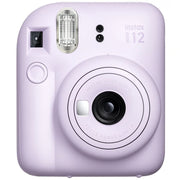 Lavender instant camera with 'instax' branding on a white background