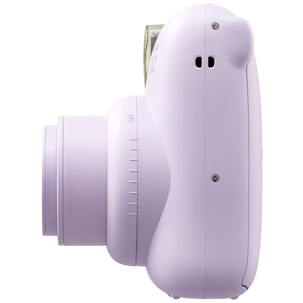 Purple instant camera on a white background