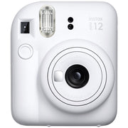 Instax Mini 12 instant camera with flash and selfie mirror.