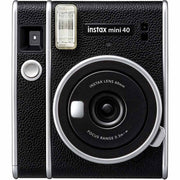The Fujifilm Instax Mini 40 Instant Camera produces instant credit-card sized prints. It has a built-in selfie lens, auto shutter speed and auto-brightness.
