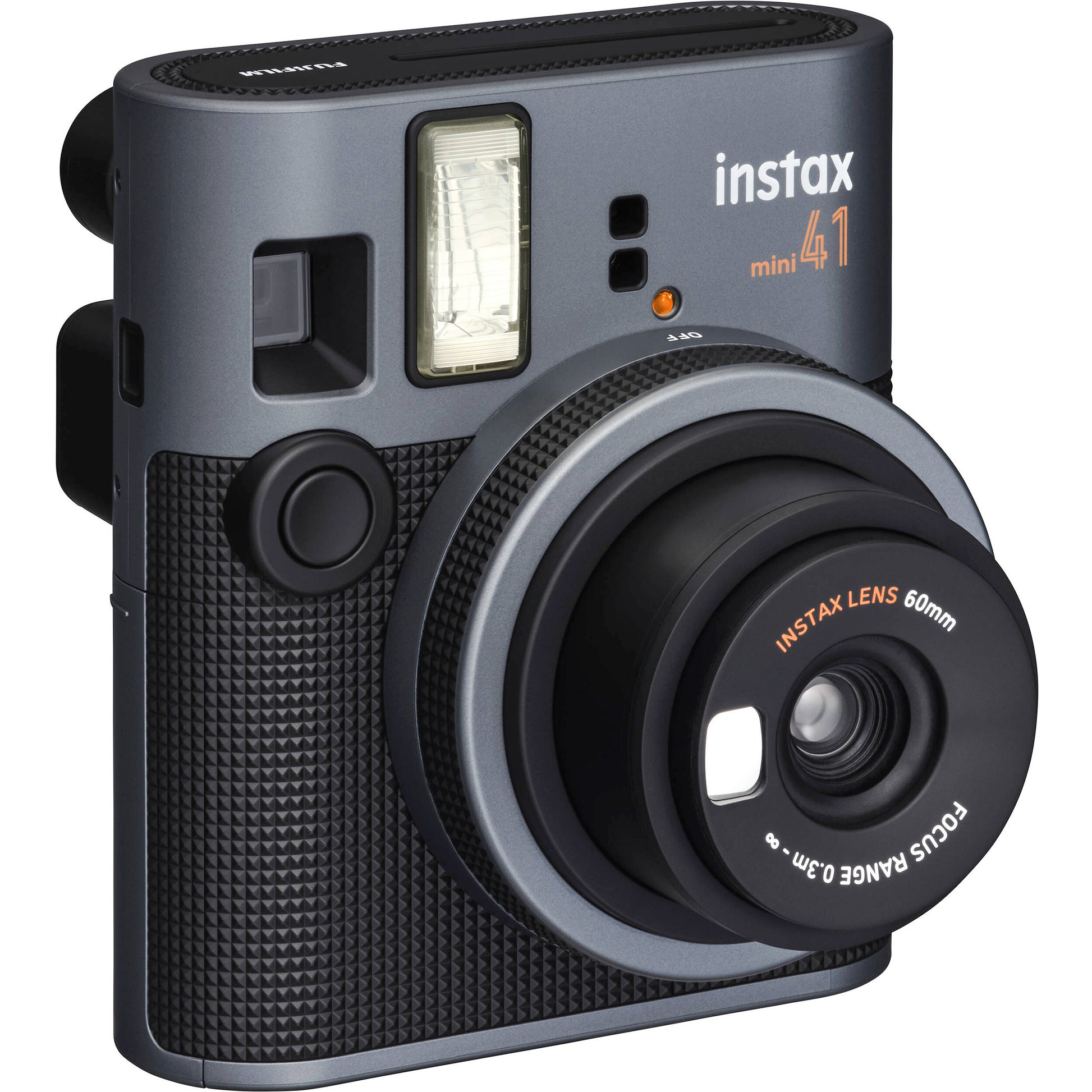 Fujifilm Instax Mini 41 instant camera with sleek two-tone design, automatic light adjustment, and close-up mode for credit card-sized instant prints