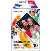 Fujifilm Instax Mini Instant Film Spray Paint Edition – 10-pack of instant film with vibrant spray paint-style borders, compatible with all Instax Mini cameras and printers.