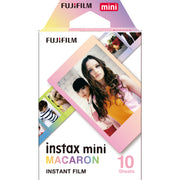 Fujifilm Instax Mini Instant Film Macaron – 10-pack of instant film with pastel macaron-colored borders, designed for use with Instax Mini cameras and printers.