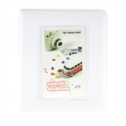 Packaging for Instax Mini film with a van and camera illustration on a white background
