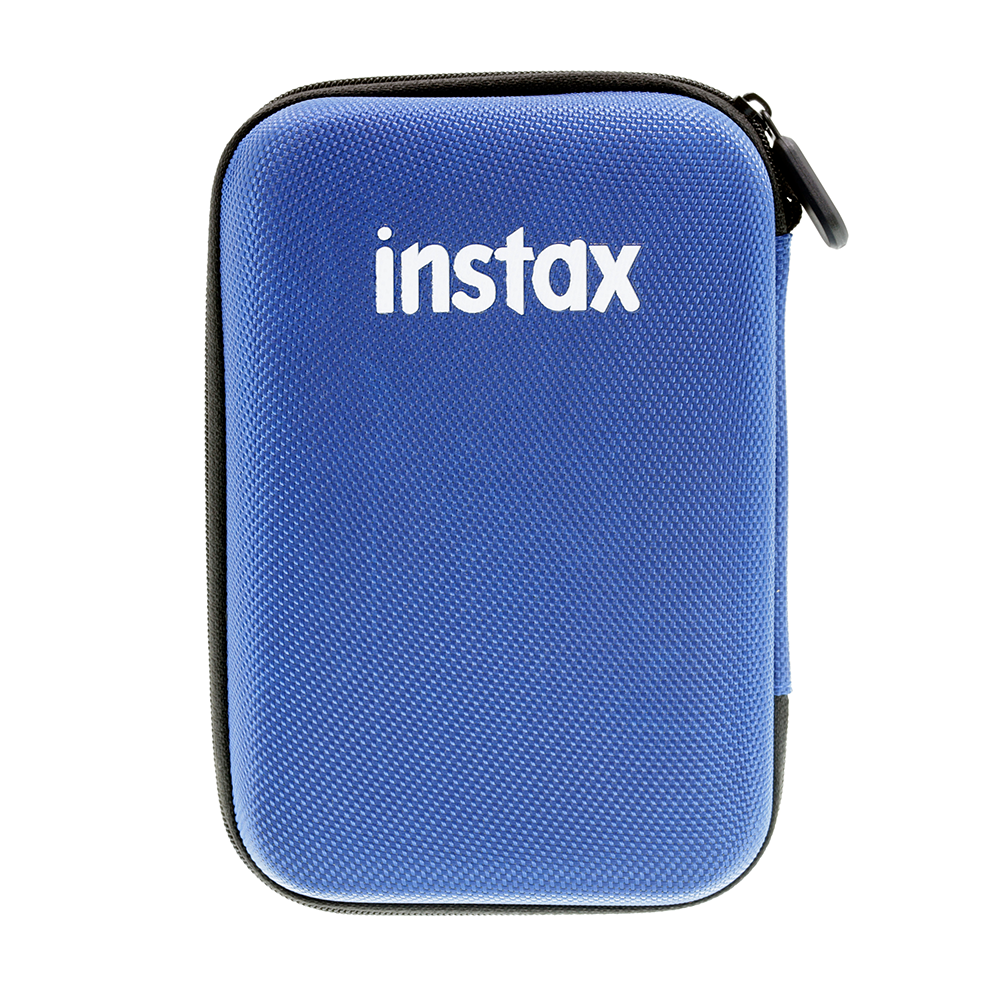 Fujifilm Instax Mini Link blue protective hard shell case with woven texture, designed to fit Instax Mini Link 2 smartphone printer