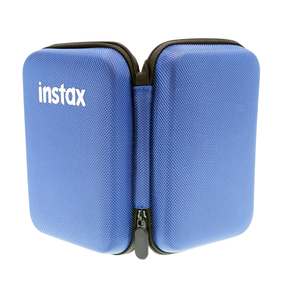 Fujifilm Instax Mini Link blue protective hard shell case with woven texture, designed to fit Instax Mini Link 2 smartphone printer