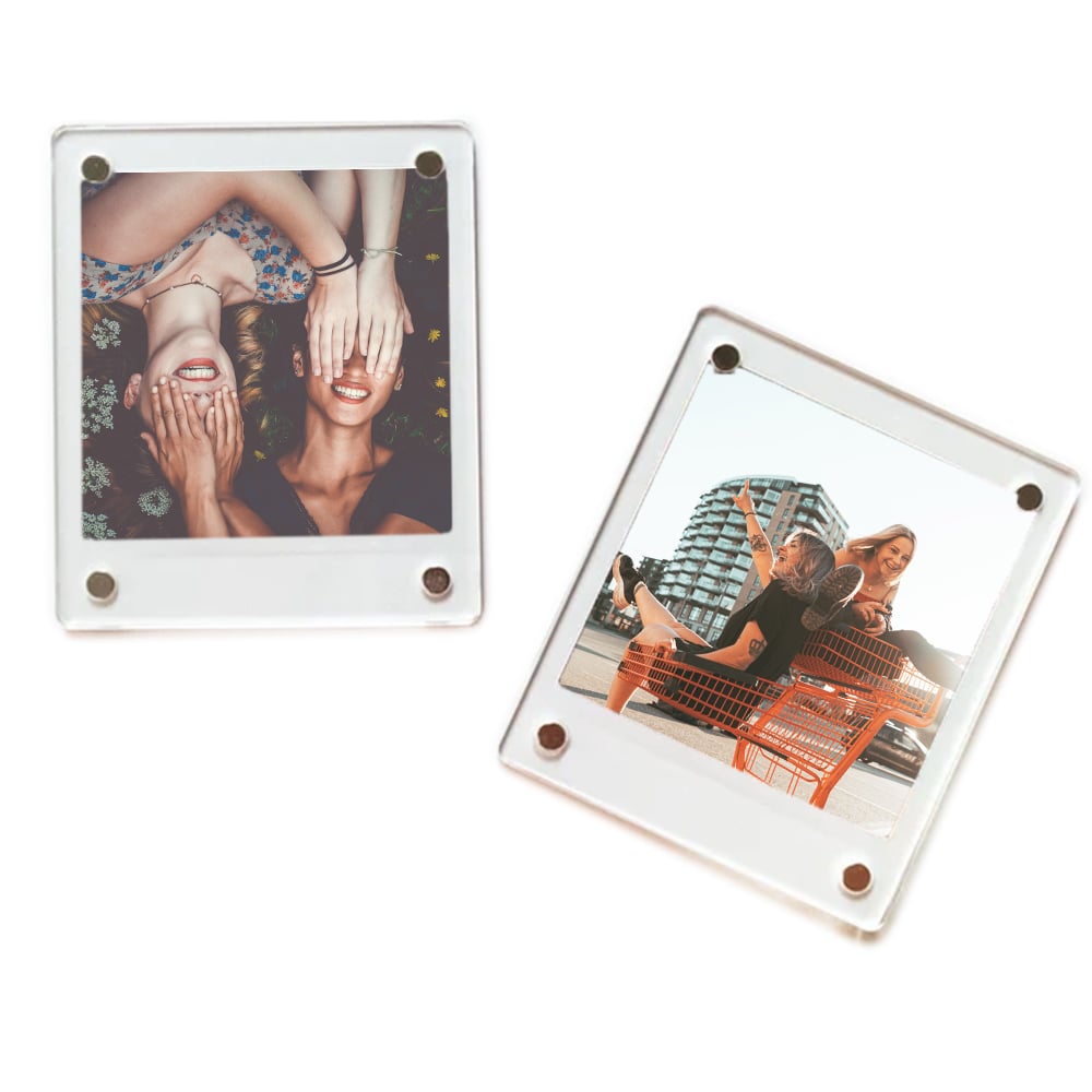 Fujifilm Instax Square Acrylic Magnetic Frame – clear acrylic frame with magnetic backing, designed to display Instax Square prints on fridges or metal surfaces.