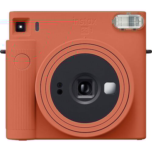 This instant film camera produces large square prints, it has a small selfie mirror built into the front of the lens designed for accurate composition.