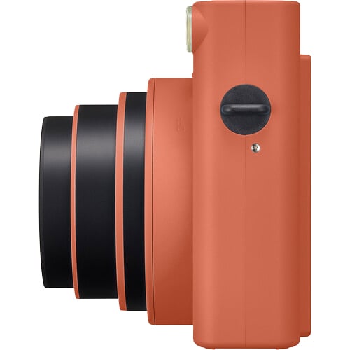 This instant film camera produces large square prints, it has a small selfie mirror built into the front of the lens designed for accurate composition.