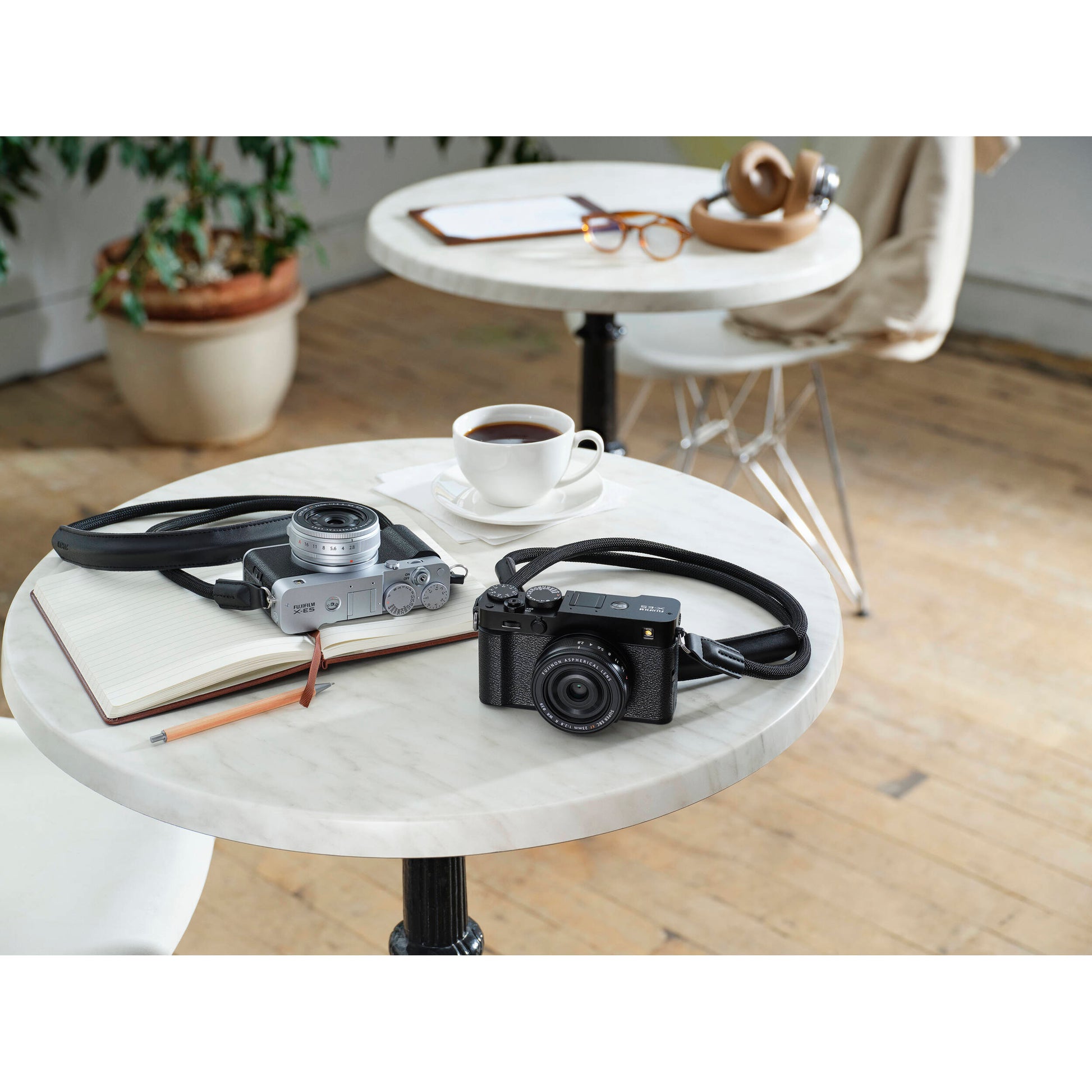 Fujifilm X-E5 black mirrorless camera with 40.2MP APS-C X-Trans CMOS 5 HR sensor, 7-stop in-body image stabilization, advanced autofocus, and 6.2K video recording capability