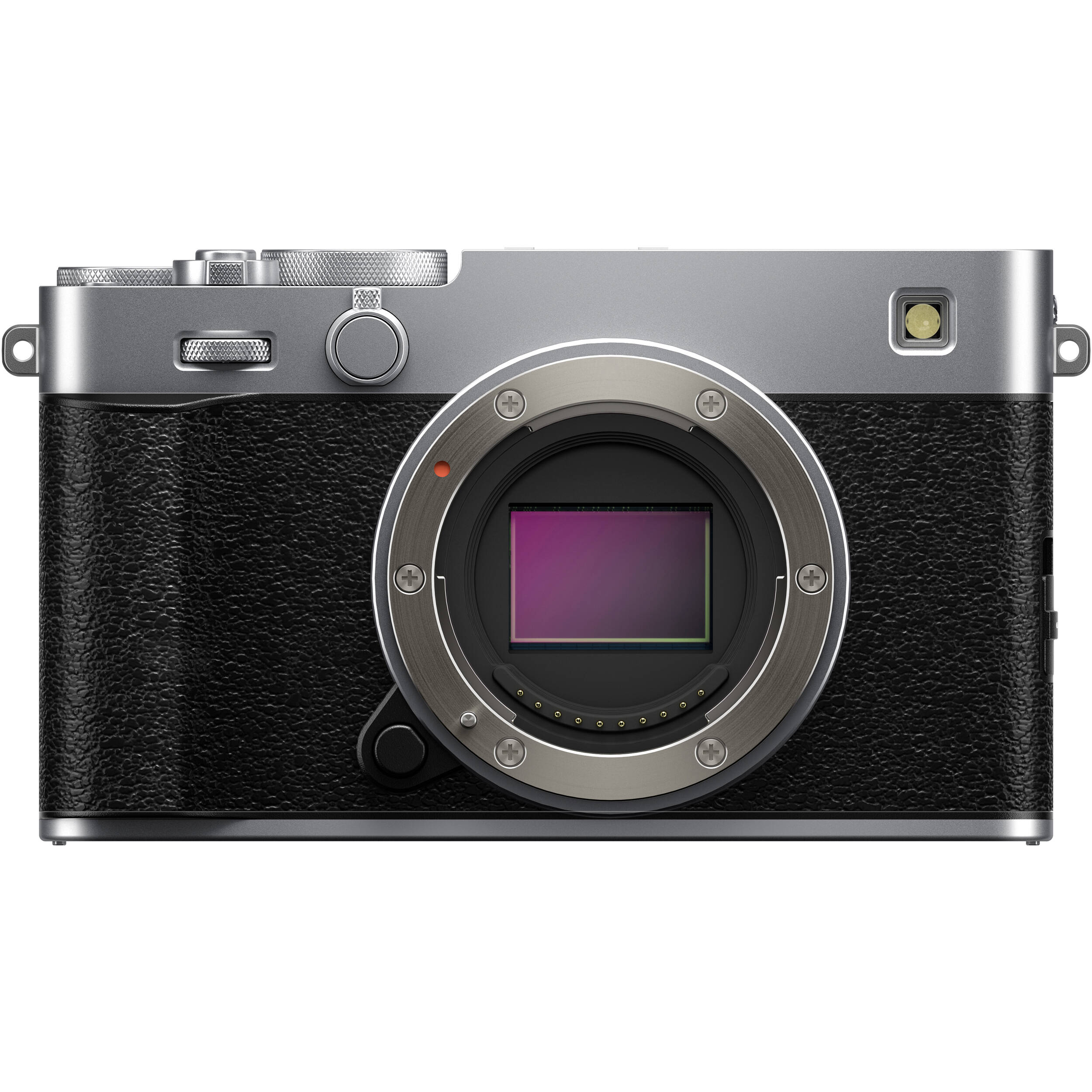 Fujifilm X-E5 silver mirrorless camera with 40.2MP APS-C X-Trans CMOS 5 HR sensor, 7-stop in-body image stabilization, advanced autofocus, and 6.2K video recording