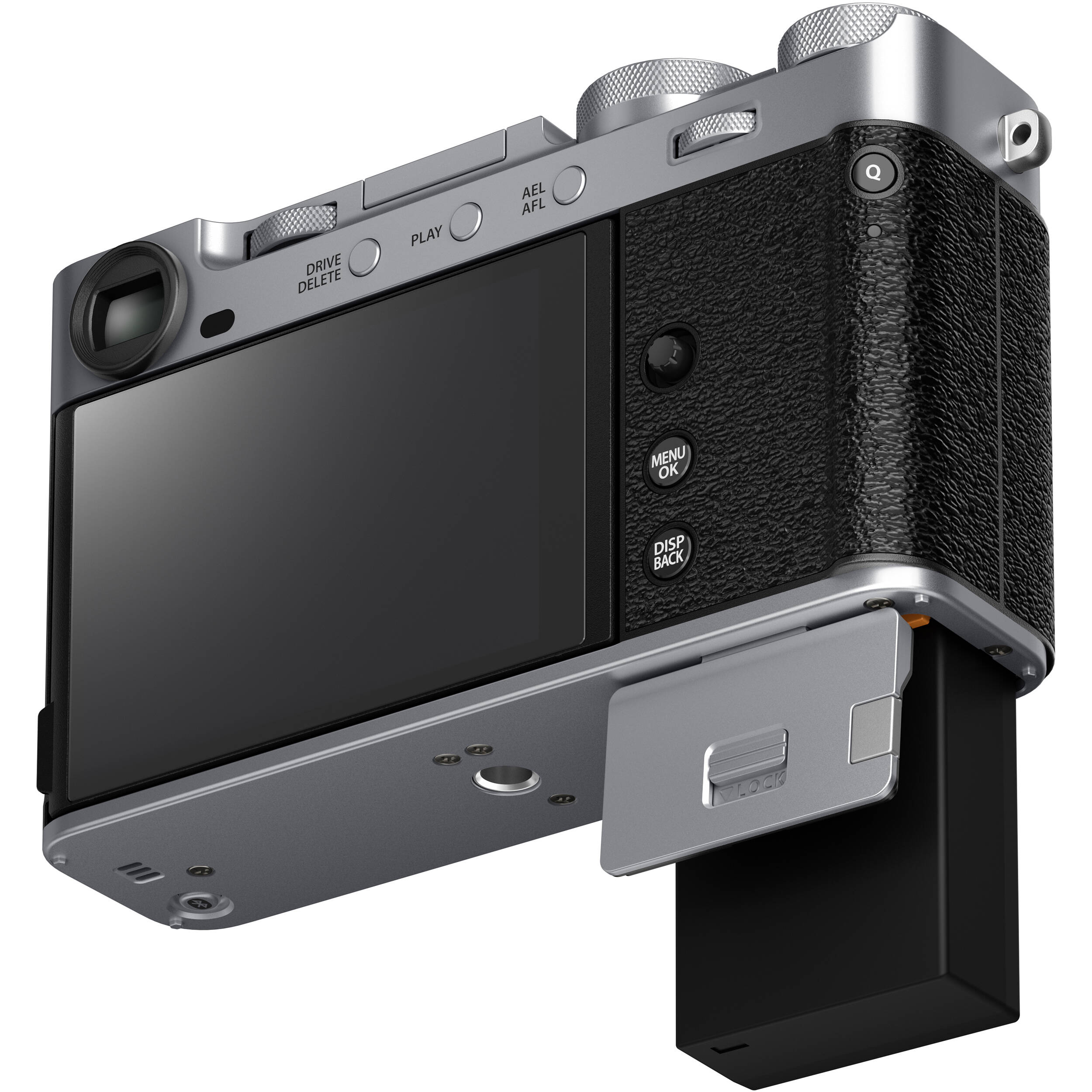 Fujifilm X-E5 silver mirrorless camera with 40.2MP APS-C X-Trans CMOS 5 HR sensor, 7-stop in-body image stabilization, advanced autofocus, and 6.2K video recording