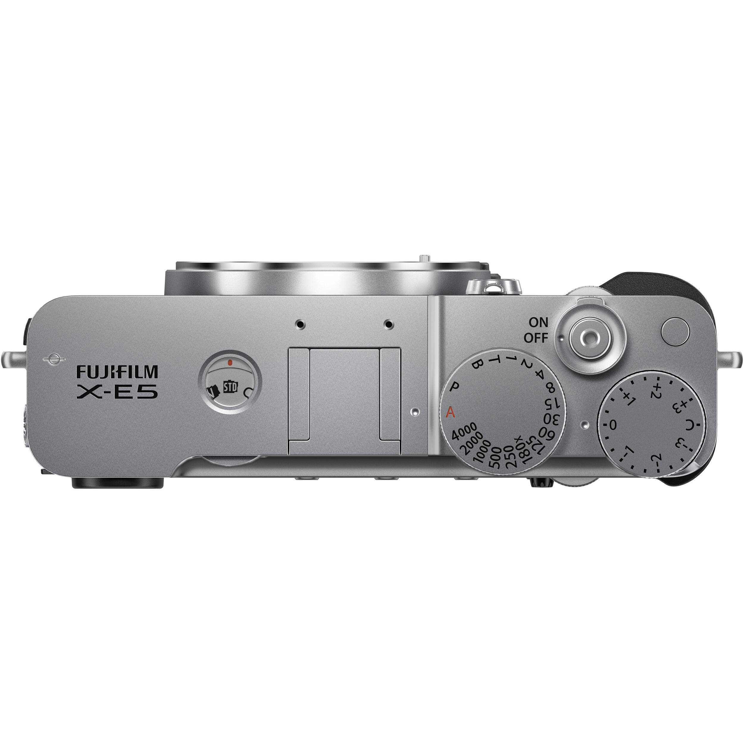 Fujifilm X-E5 silver mirrorless camera with 40.2MP APS-C X-Trans CMOS 5 HR sensor, 7-stop in-body image stabilization, advanced autofocus, and 6.2K video recording
