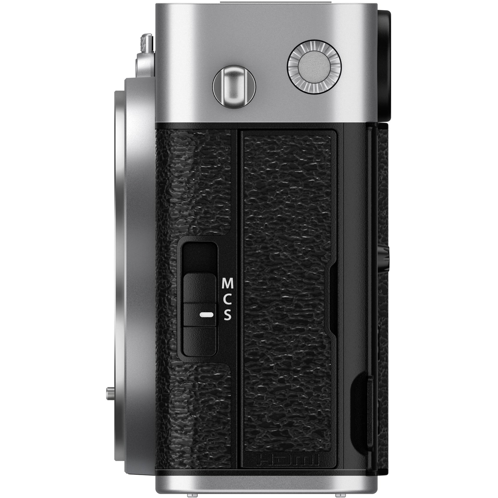 Fujifilm X-E5 silver mirrorless camera with 40.2MP APS-C X-Trans CMOS 5 HR sensor, 7-stop in-body image stabilization, advanced autofocus, and 6.2K video recording