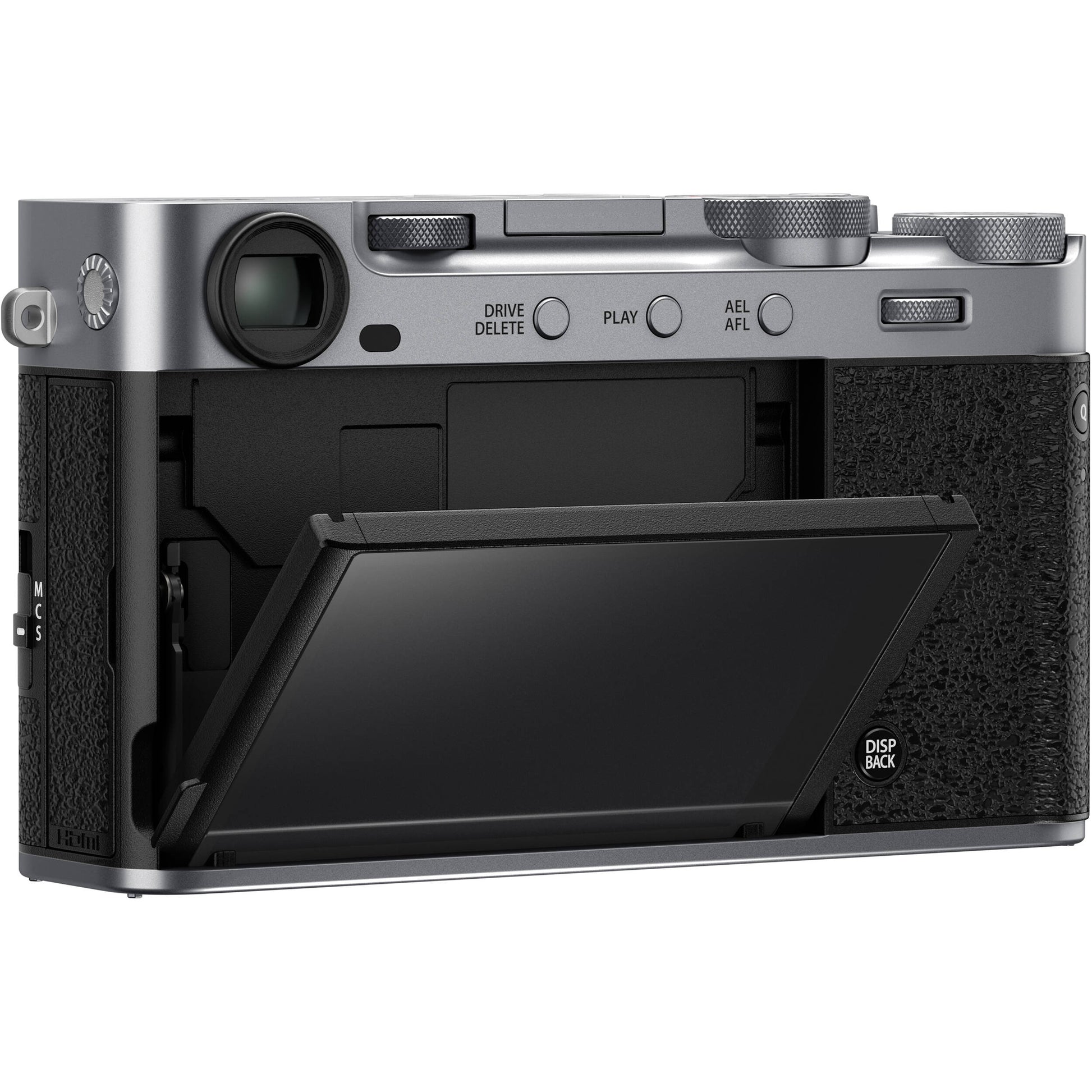 Fujifilm X-E5 silver mirrorless camera with 40.2MP APS-C X-Trans CMOS 5 HR sensor, 7-stop in-body image stabilization, advanced autofocus, and 6.2K video recording