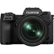 Fujifilm X‑H2 mirrorless camera kit in black with XF 16–80 mm lens attached, featuring vari-angle touchscreen, textured grip, and electronic viewfinder.