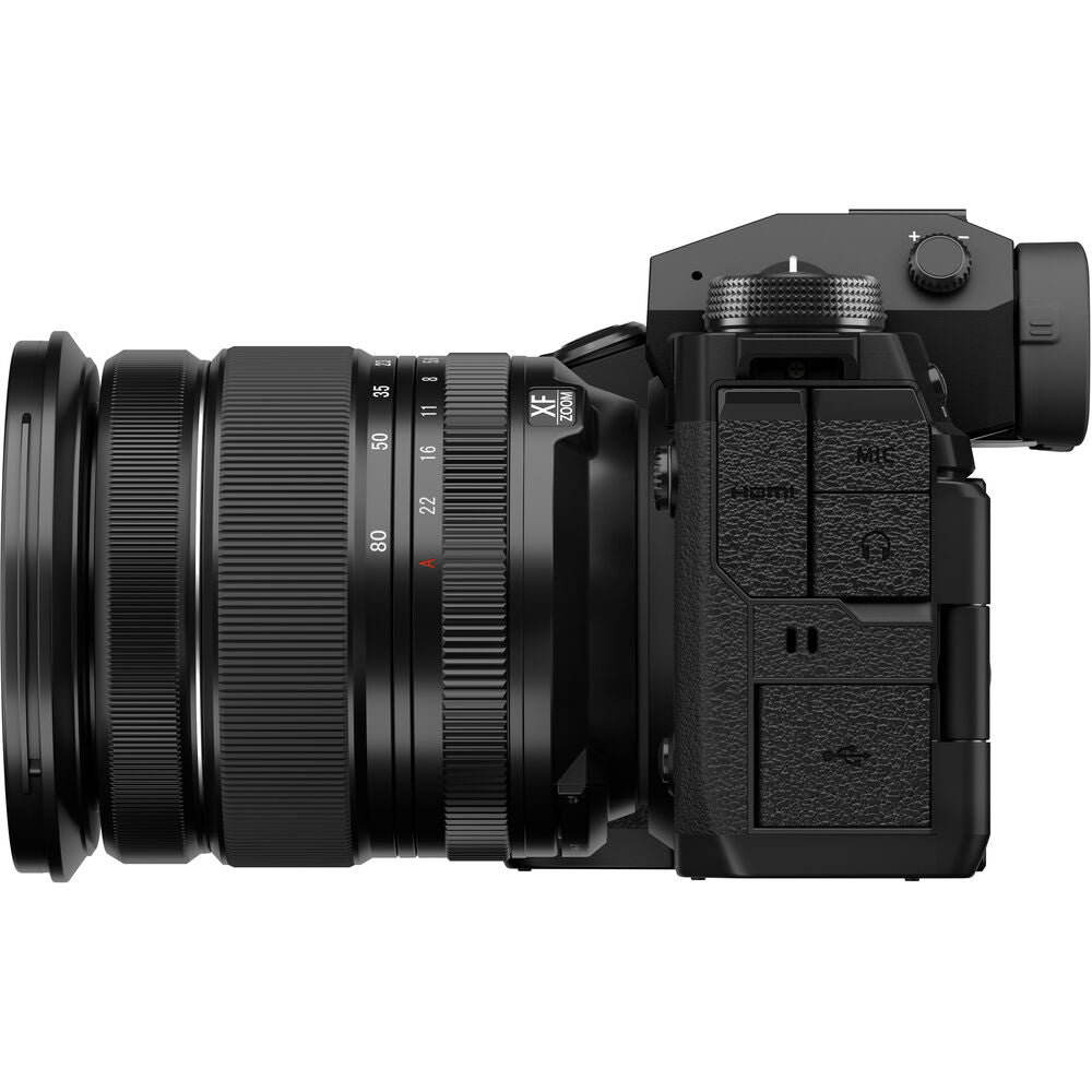 Fujifilm X‑H2 mirrorless camera kit in black with XF 16–80 mm lens attached, featuring vari-angle touchscreen, textured grip, and electronic viewfinder.