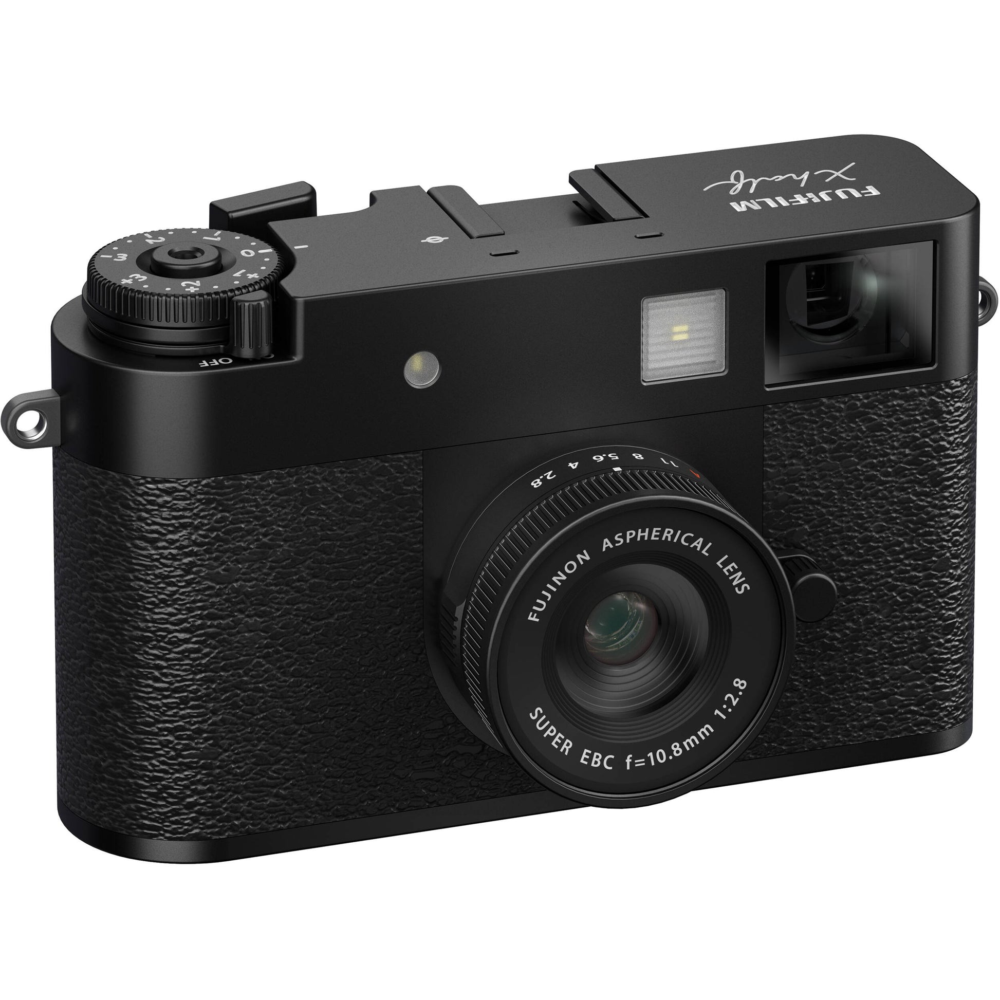 Fujifilm X half black compact digital camera with 1-inch vertical sensor, 32mm-equivalent lens, optical viewfinder, and 2.4-inch touchscreen for creative vertical photography