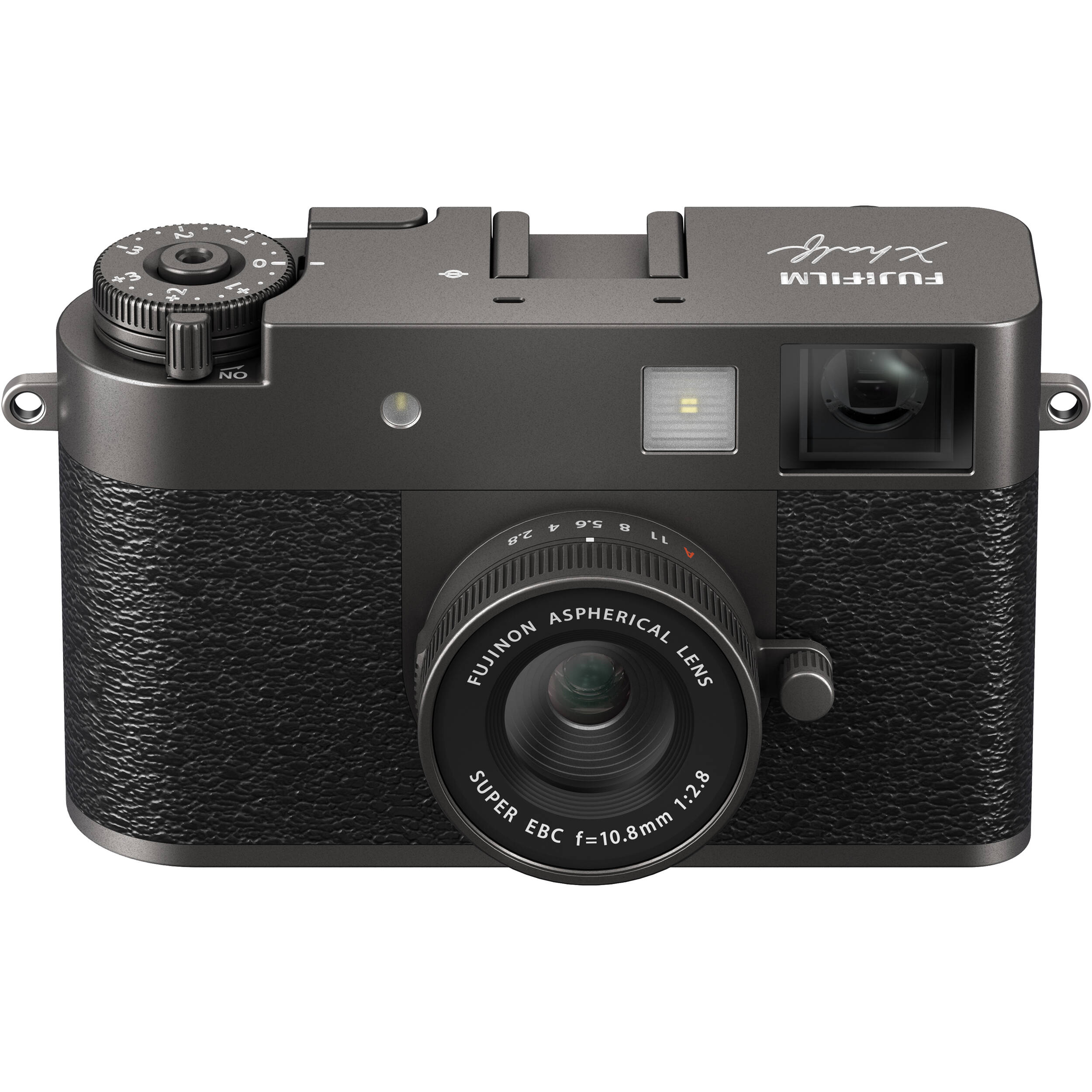 Fujifilm X half charcoal silver compact digital camera with 1-inch vertical sensor, 32mm-equivalent lens, optical viewfinder, and touchscreen optimized for vertical photography