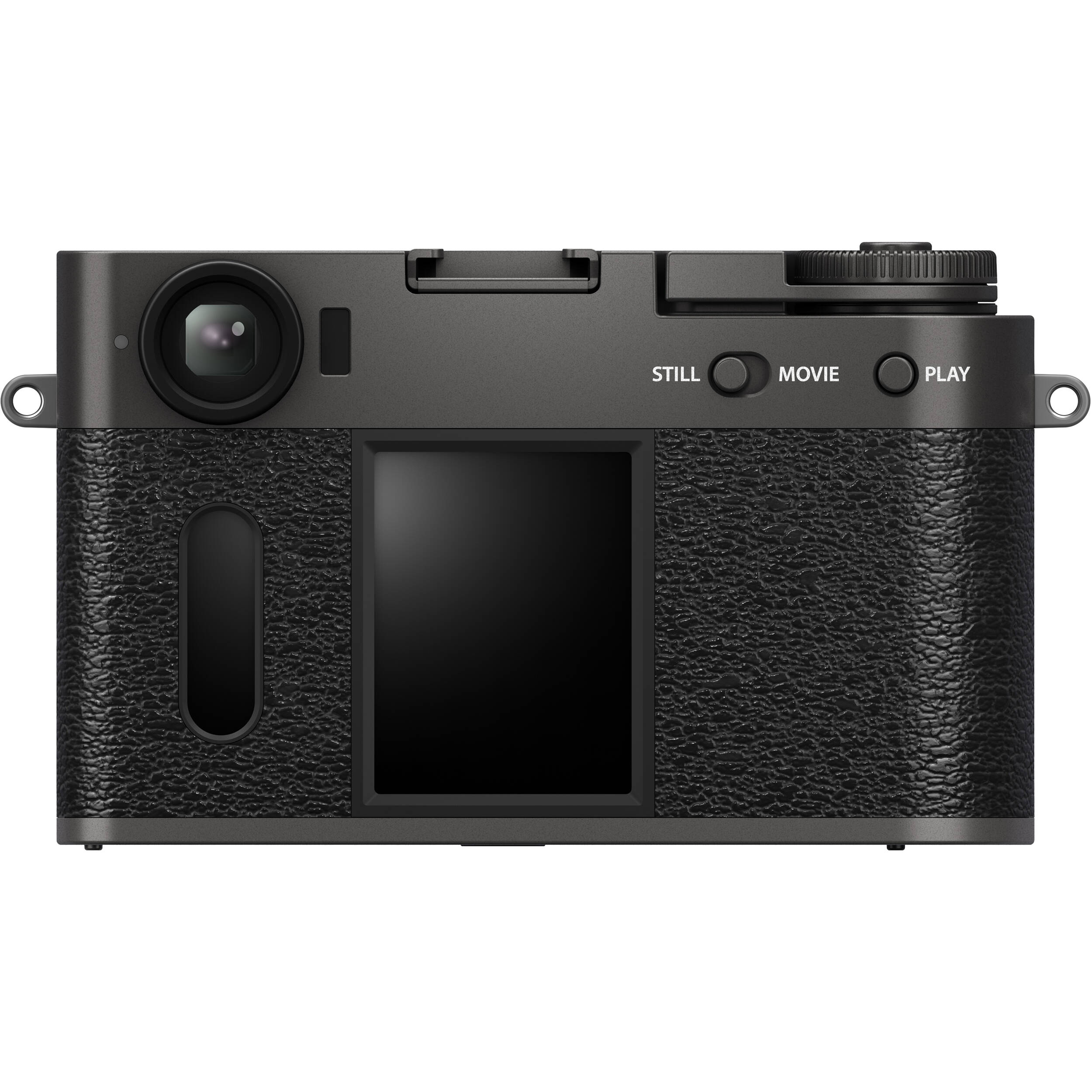Fujifilm X half charcoal silver compact digital camera with 1-inch vertical sensor, 32mm-equivalent lens, optical viewfinder, and touchscreen optimized for vertical photography
