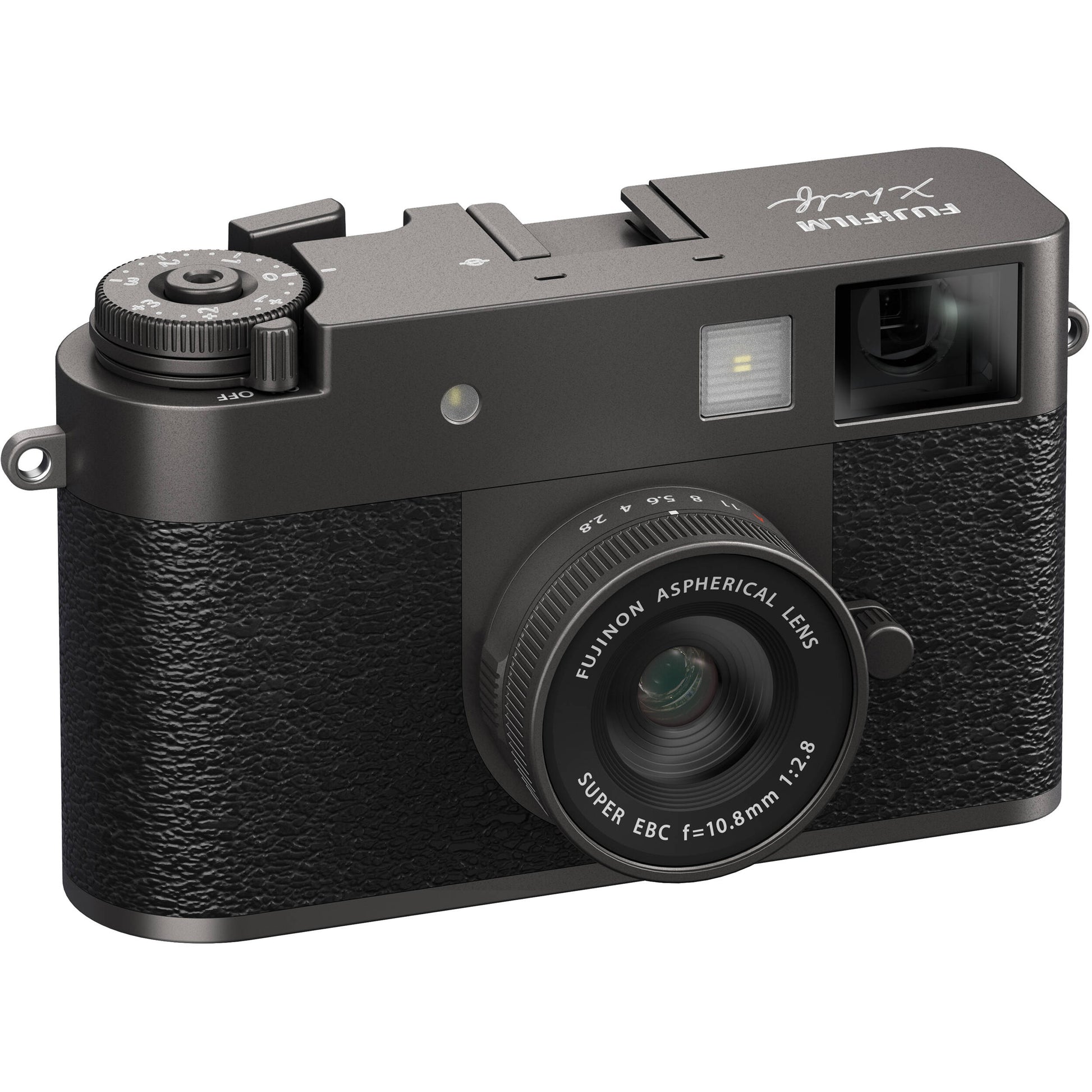 Fujifilm X half charcoal silver compact digital camera with 1-inch vertical sensor, 32mm-equivalent lens, optical viewfinder, and touchscreen optimized for vertical photography