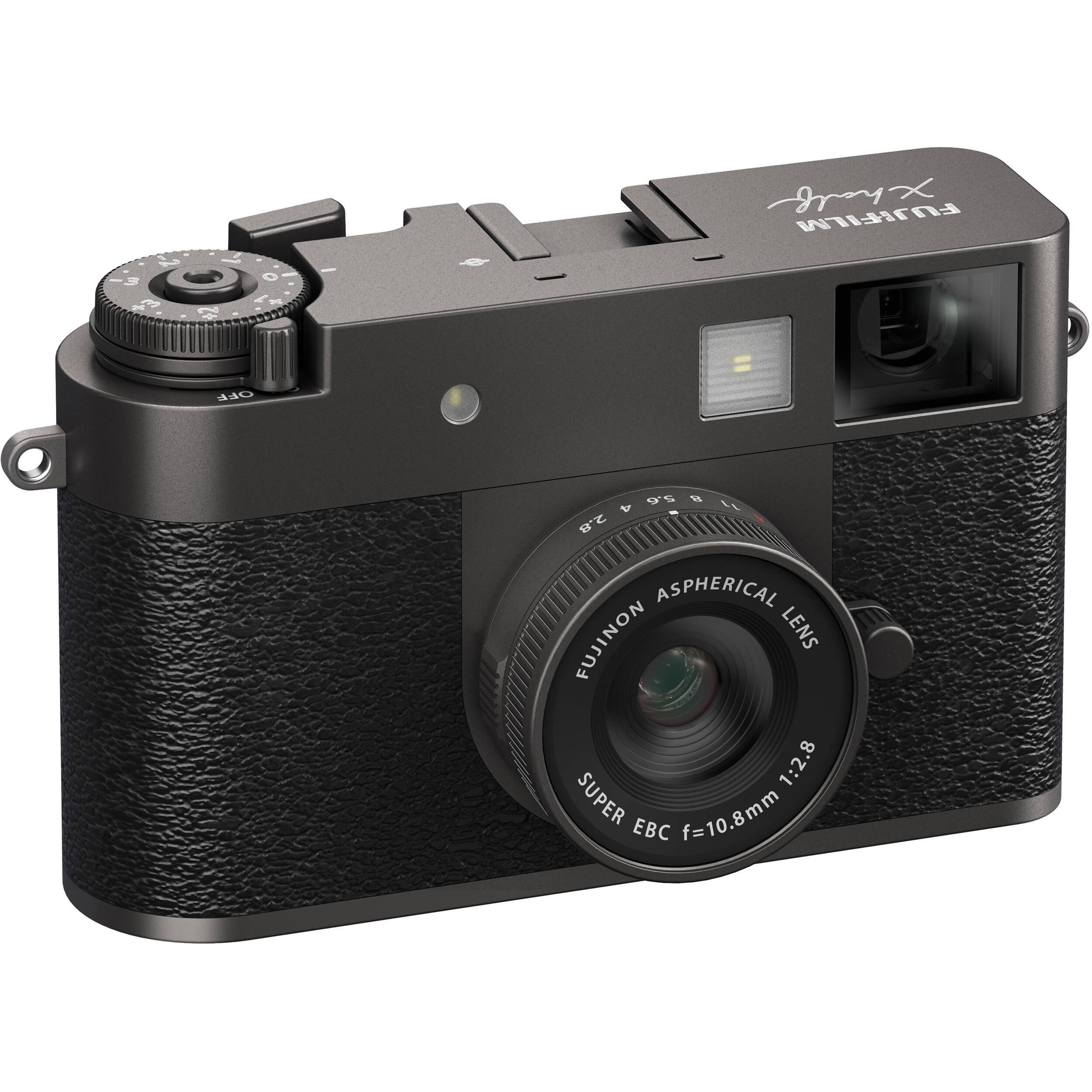 Fujifilm X half charcoal silver compact digital camera with 1-inch vertical sensor, 32mm-equivalent lens, optical viewfinder, and touchscreen optimized for vertical photography