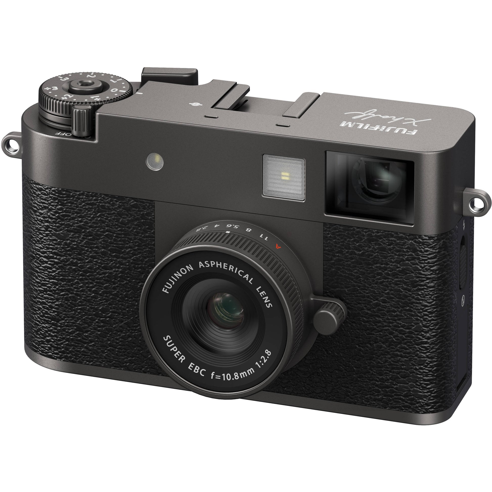 Fujifilm X half charcoal silver compact digital camera with 1-inch vertical sensor, 32mm-equivalent lens, optical viewfinder, and touchscreen optimized for vertical photography