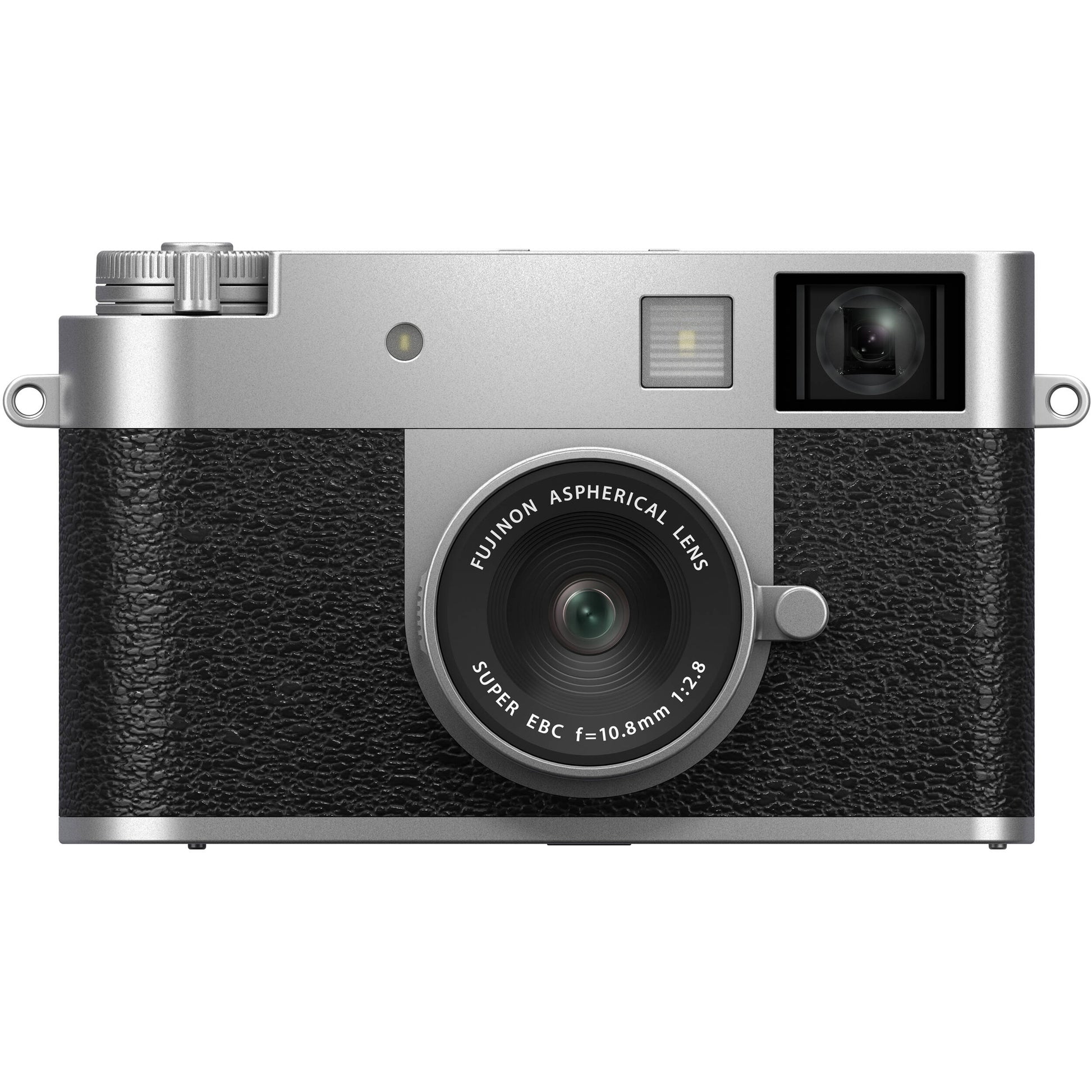 Fujifilm X half silver compact digital camera featuring 1-inch vertical sensor, 32mm-equivalent lens, optical viewfinder, and 2.4-inch touchscreen optimized for vertical photography