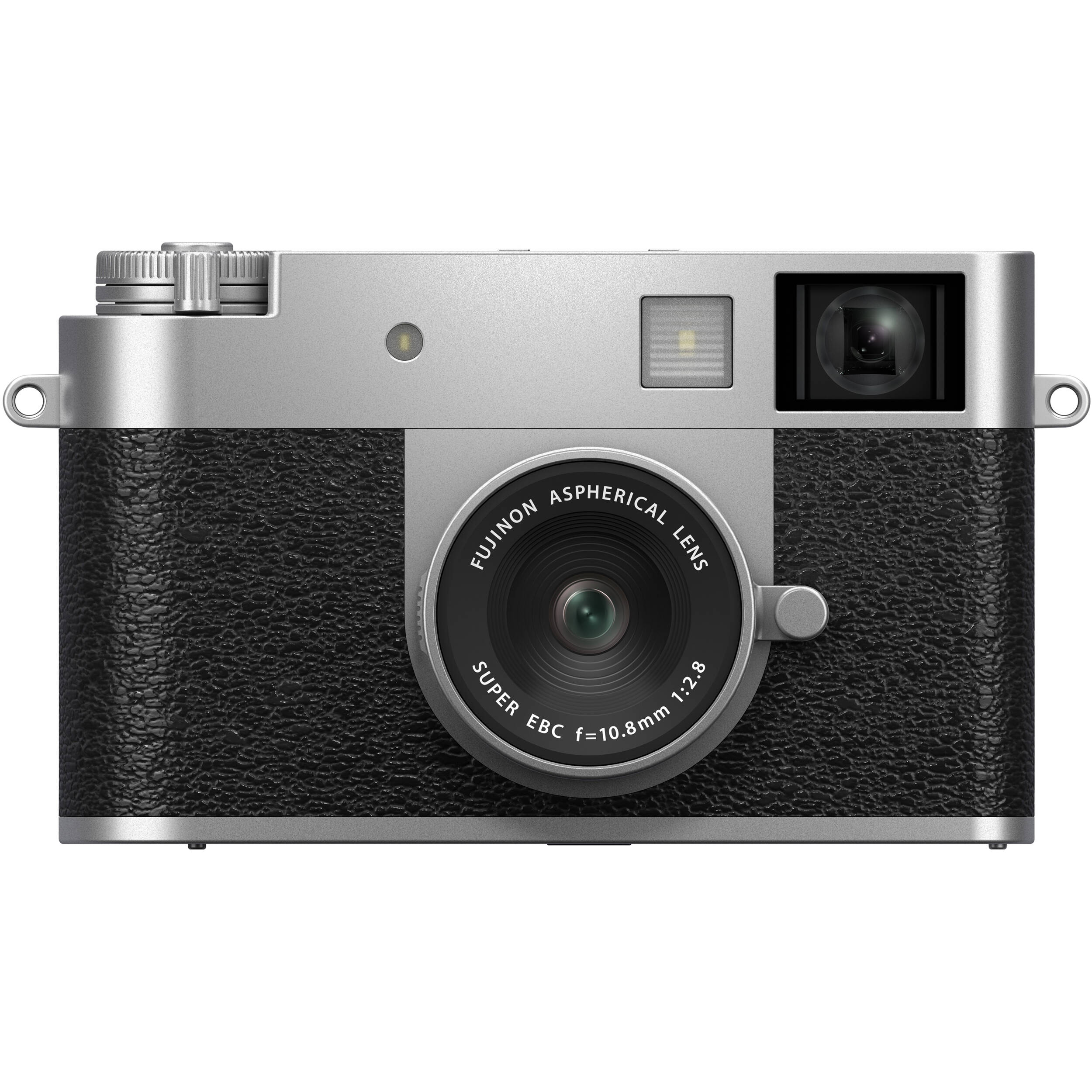 Fujifilm X half silver compact digital camera featuring 1-inch vertical sensor, 32mm-equivalent lens, optical viewfinder, and 2.4-inch touchscreen optimized for vertical photography