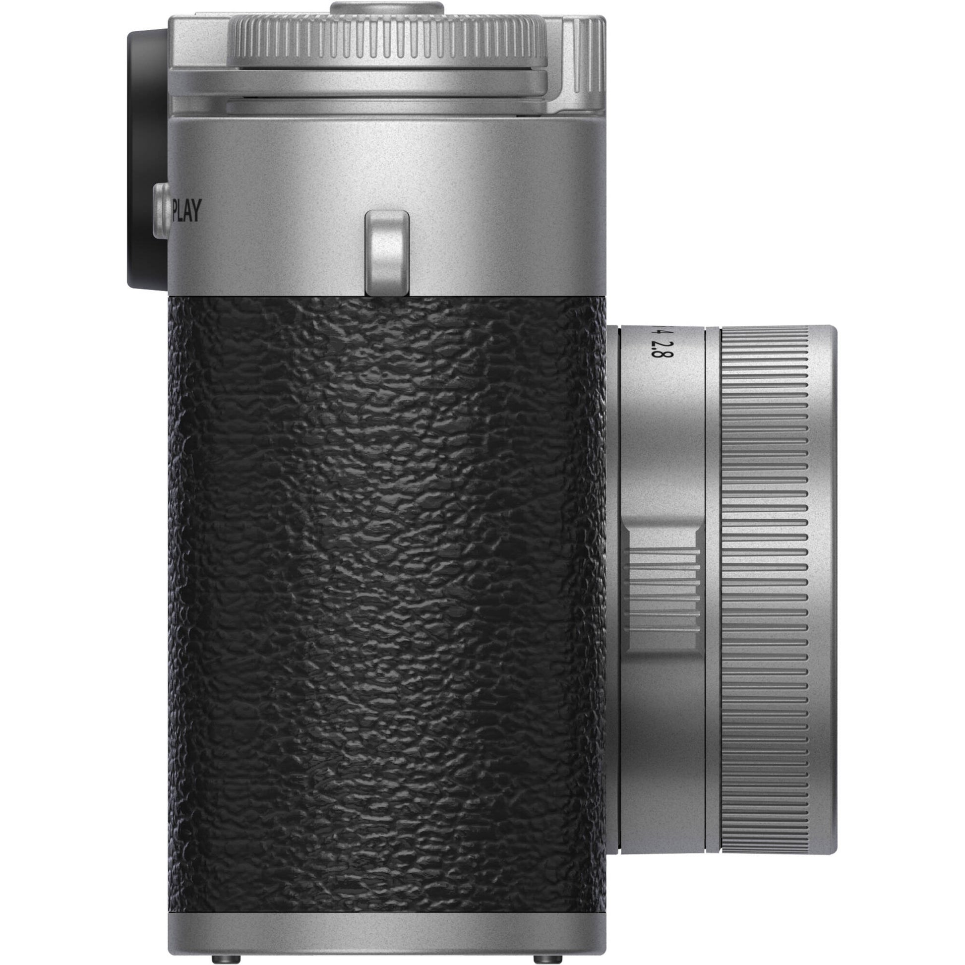 Fujifilm X half silver compact digital camera featuring 1-inch vertical sensor, 32mm-equivalent lens, optical viewfinder, and 2.4-inch touchscreen optimized for vertical photography