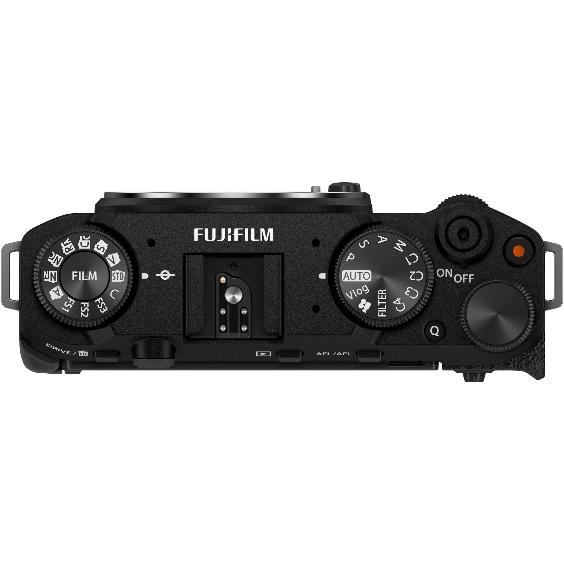 Fujifilm X-M5 black mirrorless camera with 26.1MP APS-C X-Trans CMOS 4 sensor, X-Processor 5 engine, 3-inch fully articulated touchscreen, 6.2K video recording, and 8fps continuous shooting