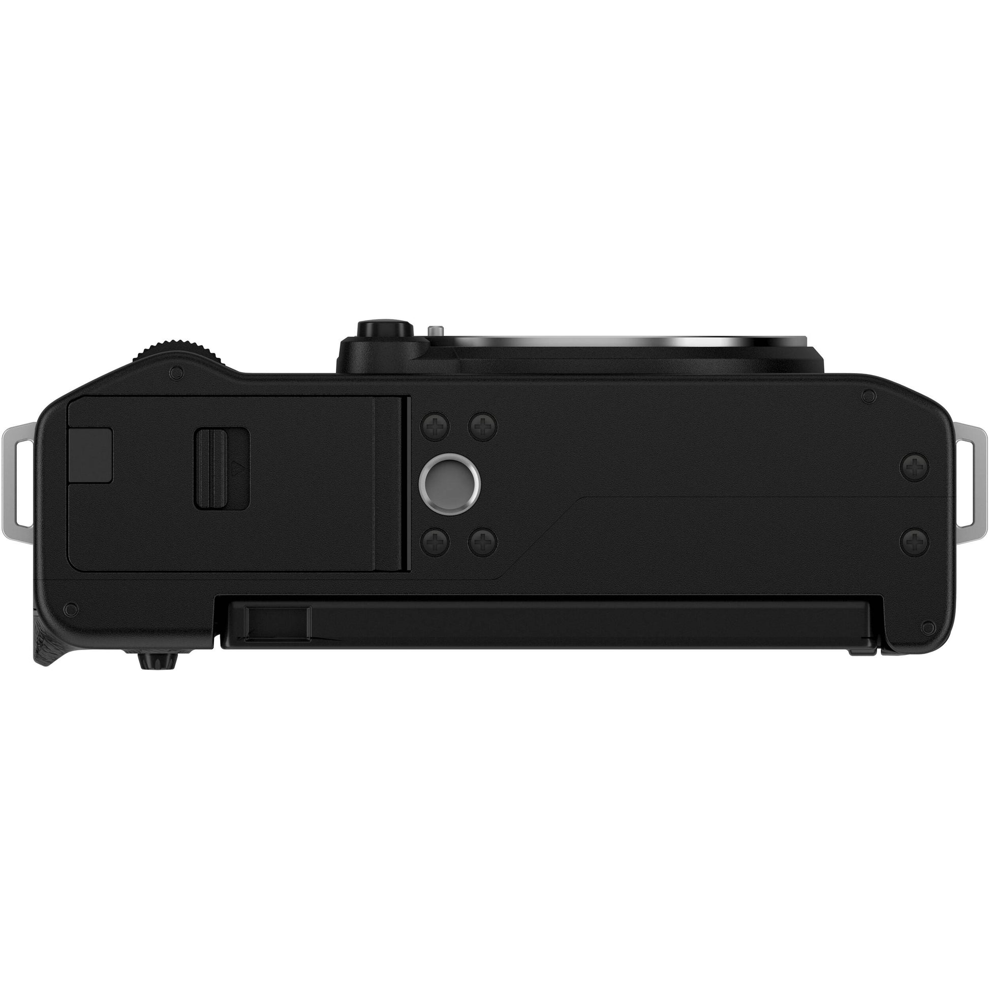 Fujifilm X-M5 black mirrorless camera with 26.1MP APS-C X-Trans CMOS 4 sensor, X-Processor 5 engine, 3-inch fully articulated touchscreen, 6.2K video recording, and 8fps continuous shooting