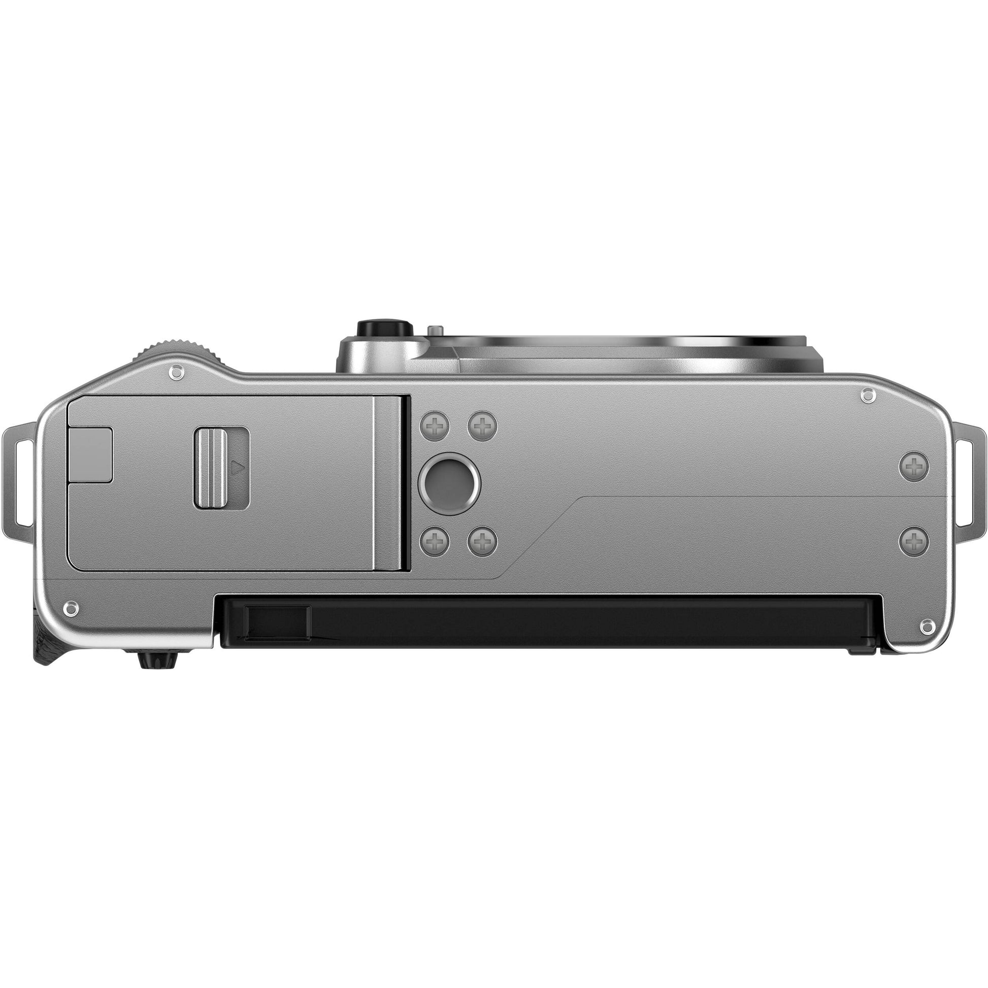 Fujifilm X-M5 silver mirrorless camera with 26.1MP APS-C X-Trans CMOS 4 sensor, X-Processor 5 engine, 3-inch fully articulated touchscreen, 6.2K video recording, and 8fps continuous shooting