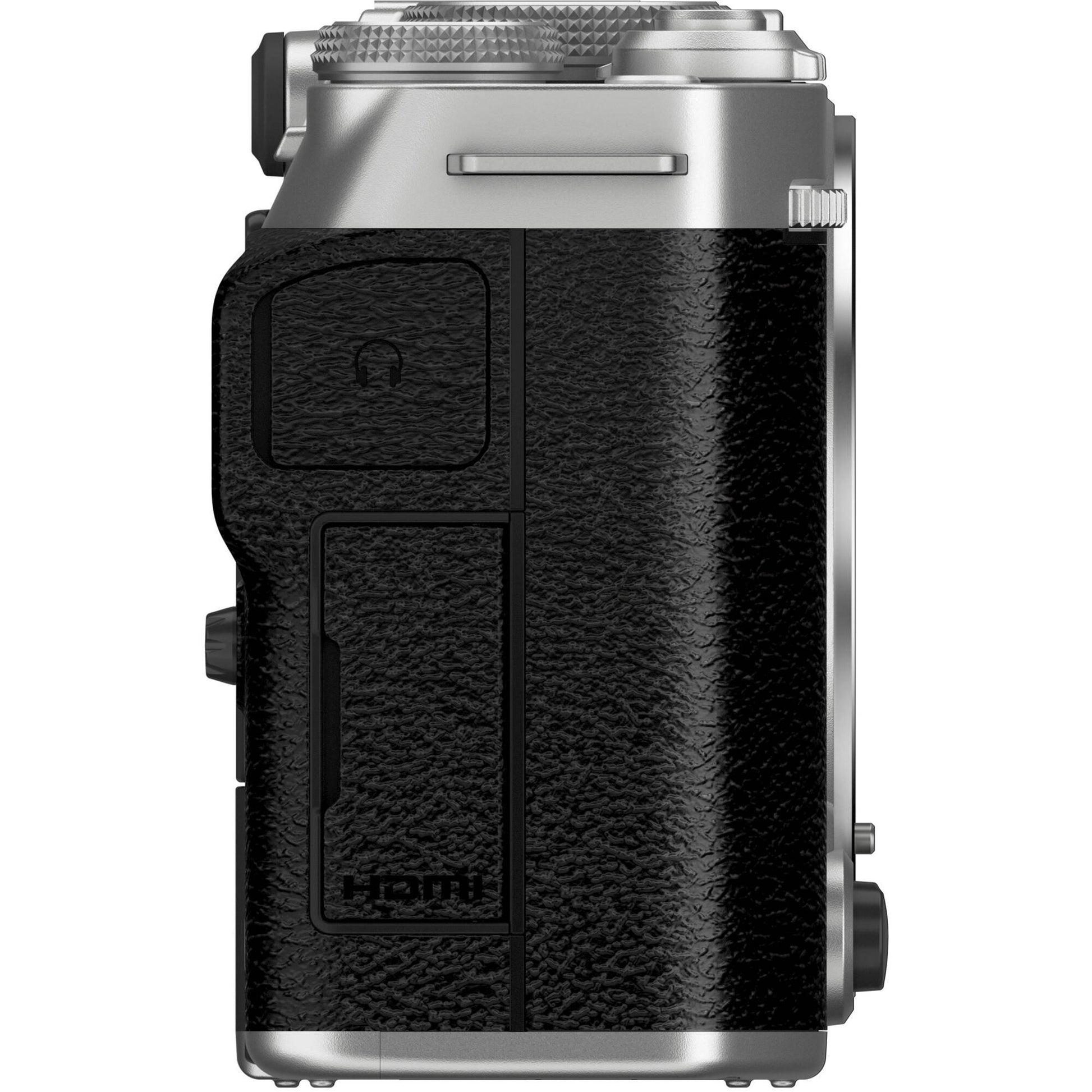 Fujifilm X-M5 silver mirrorless camera with 26.1MP APS-C X-Trans CMOS 4 sensor, X-Processor 5 engine, 3-inch fully articulated touchscreen, 6.2K video recording, and 8fps continuous shooting