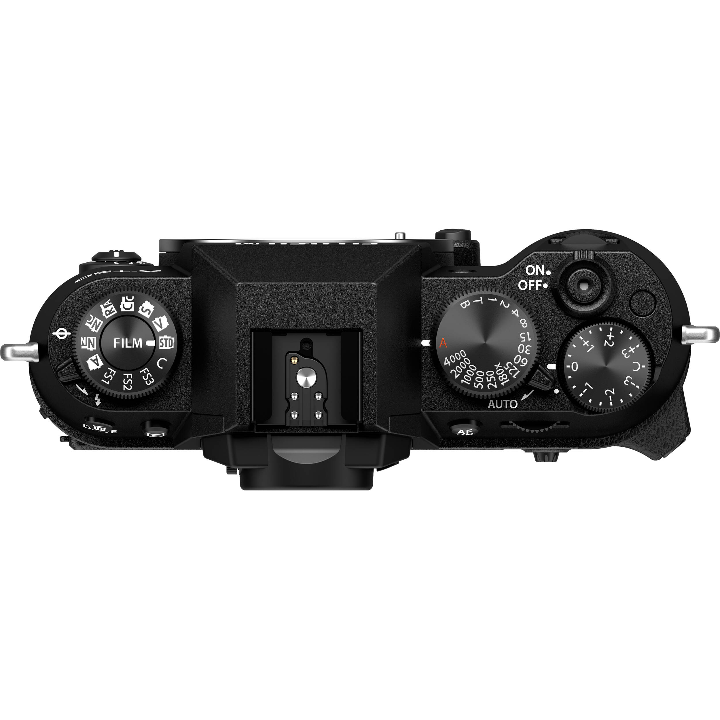 Fujifilm X-T50 black mirrorless camera with 40.2MP APS-C X-Trans CMOS 5 HR sensor, 7-stop in-body image stabilization, hybrid autofocus, 3-inch tilting touchscreen, 2.36M-dot OLED EVF, and 6K video recording