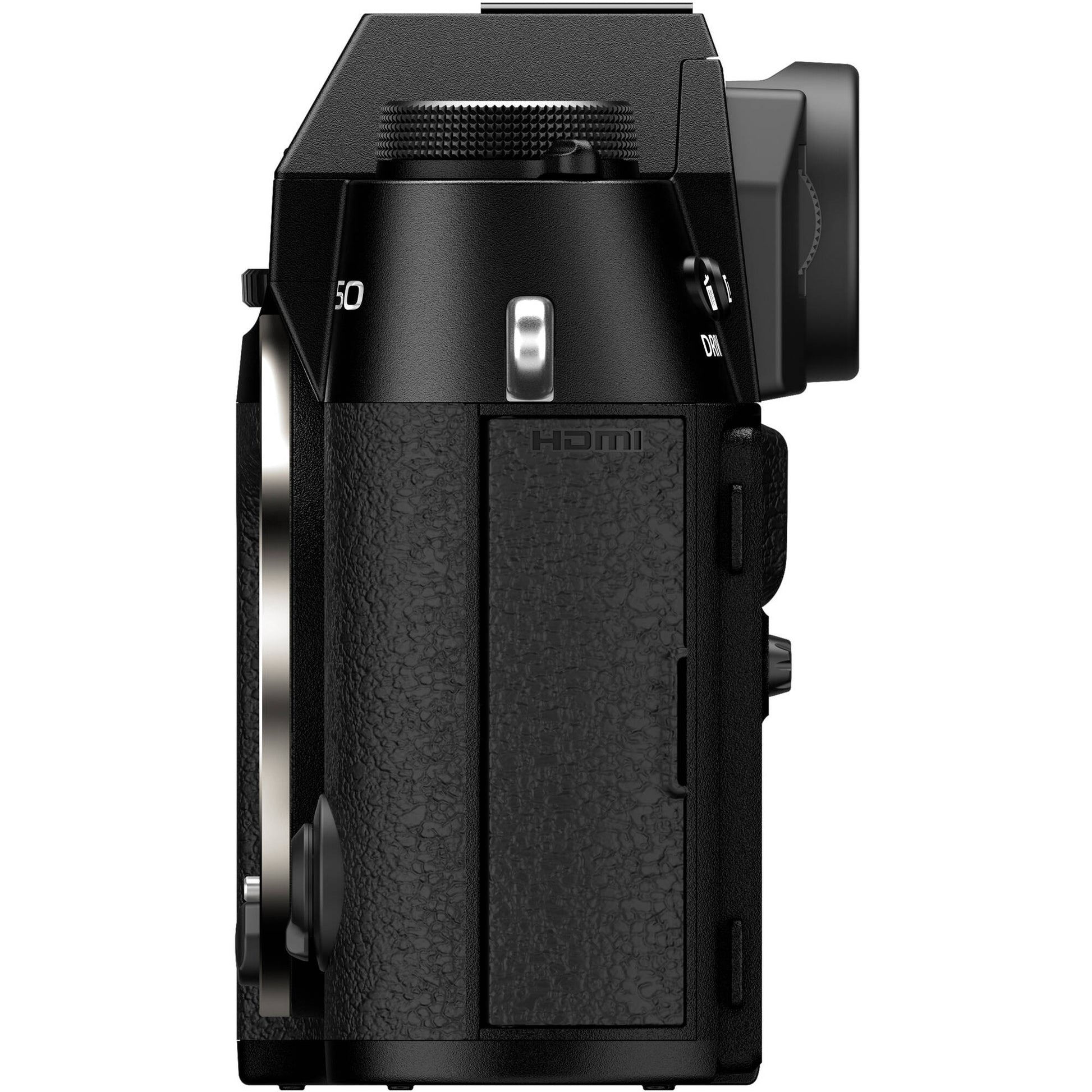 Fujifilm X-T50 black mirrorless camera with 40.2MP APS-C X-Trans CMOS 5 HR sensor, 7-stop in-body image stabilization, hybrid autofocus, 3-inch tilting touchscreen, 2.36M-dot OLED EVF, and 6K video recording