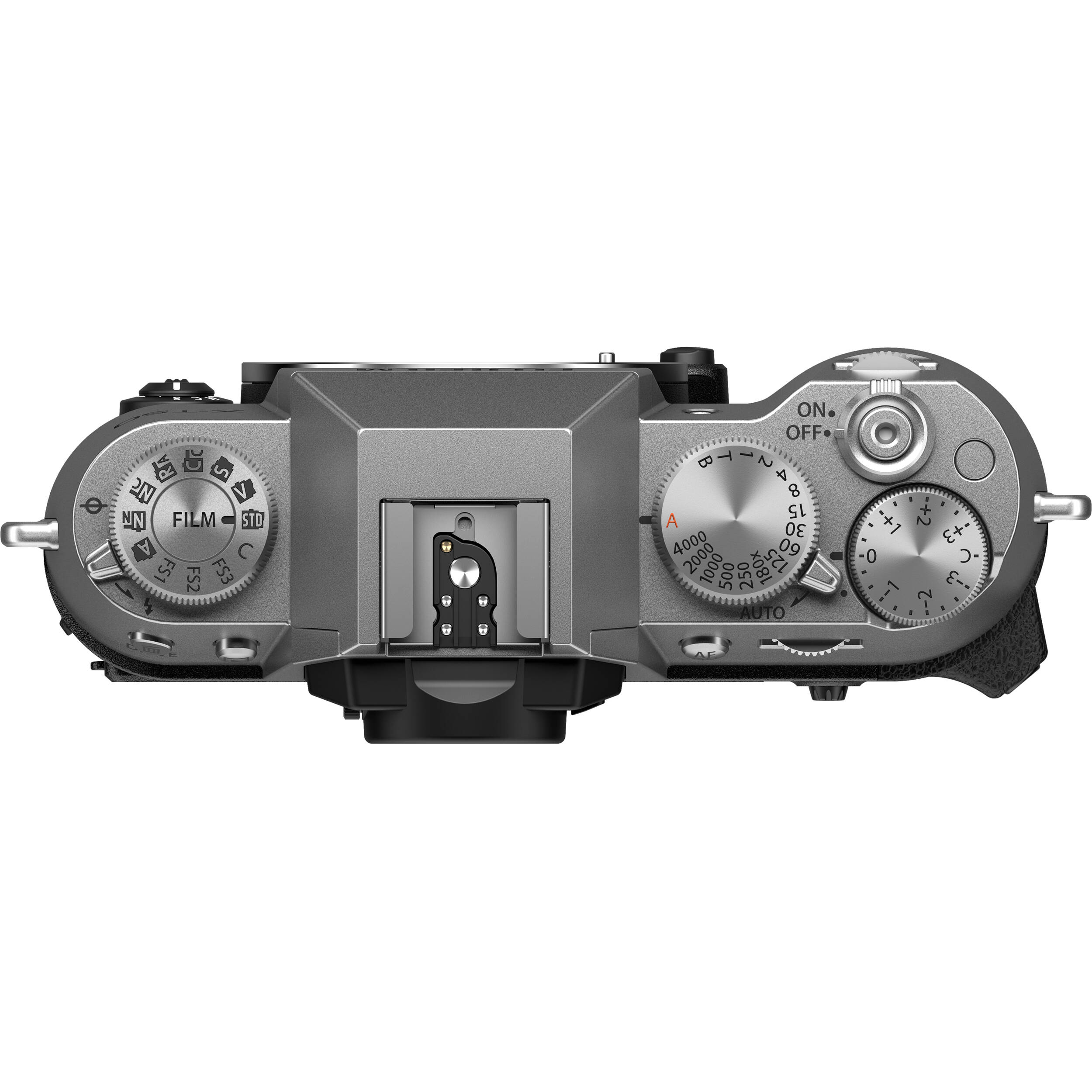 Fujifilm X-T50 silver mirrorless camera with 40.2MP APS-C X-Trans CMOS 5 HR sensor, 7-stop in-body image stabilization, hybrid autofocus, 3-inch tilting touchscreen, 2.36M-dot OLED EVF, and 6K video recording