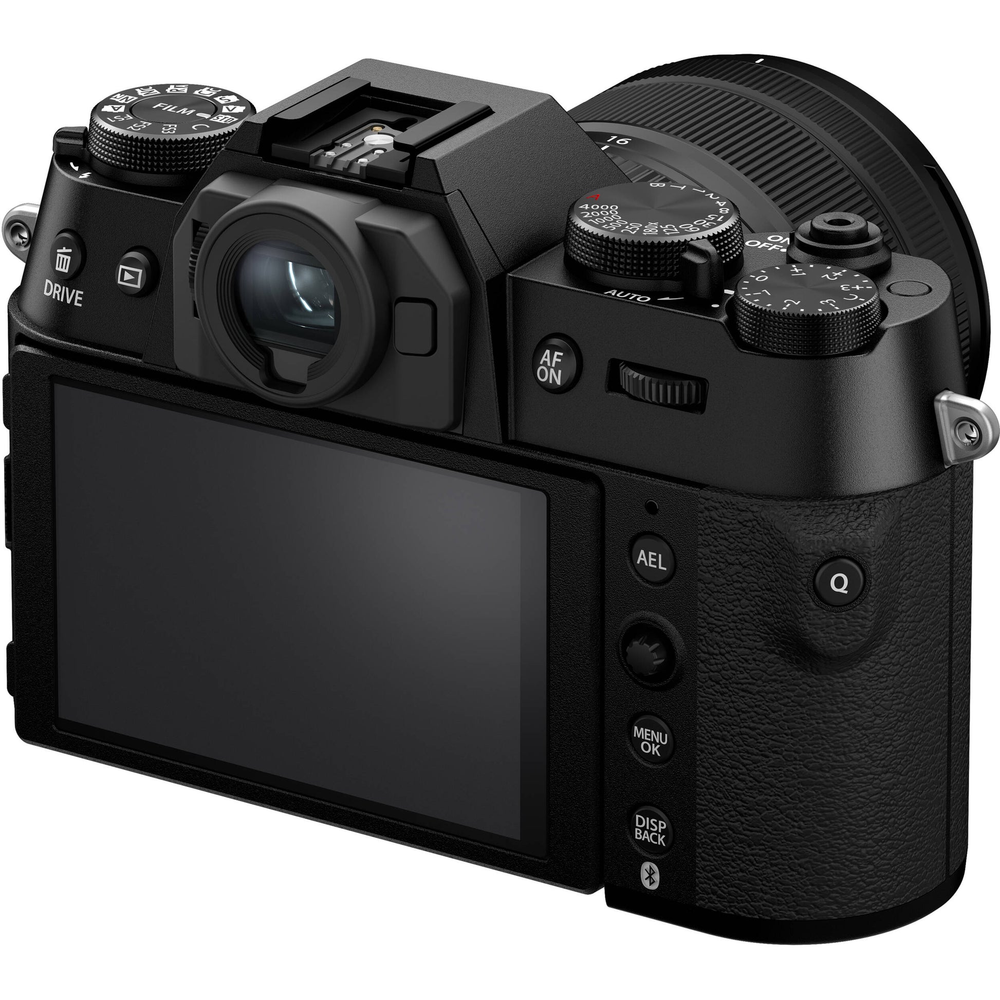 Fujifilm X-T50 black mirrorless camera with 40.2MP APS-C X-Trans CMOS 5 HR sensor, 16-50mm lens, 7-stop in-body stabilization, 4K video, and tilting touchscreen.