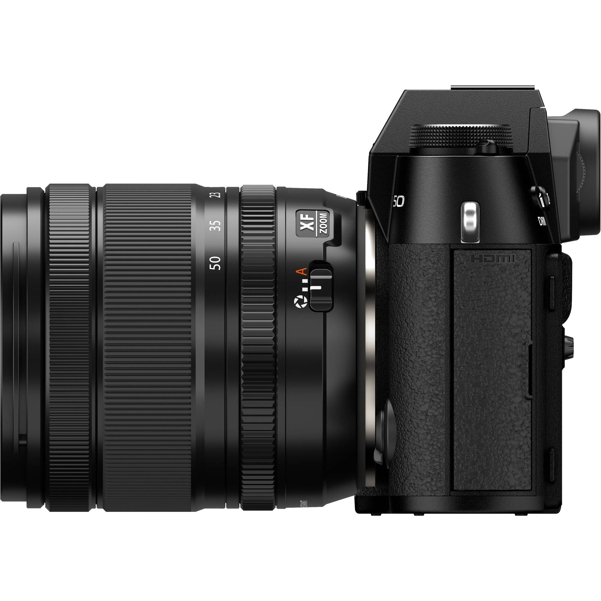 Fujifilm X-T50 black mirrorless camera with 40.2MP APS-C X-Trans CMOS 5 HR sensor, 16-50mm lens, 7-stop in-body stabilization, 4K video, and tilting touchscreen.
