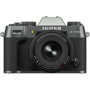 Fujifilm X-T50 mirrorless camera in charcoal grey with 40.2MP APS-C X-Trans CMOS 5 HR sensor, 16-50mm lens, 7-stop in-body image stabilization, 6.2K video recording, AI-assisted autofocus, and 3-inch tilting touchscreen.