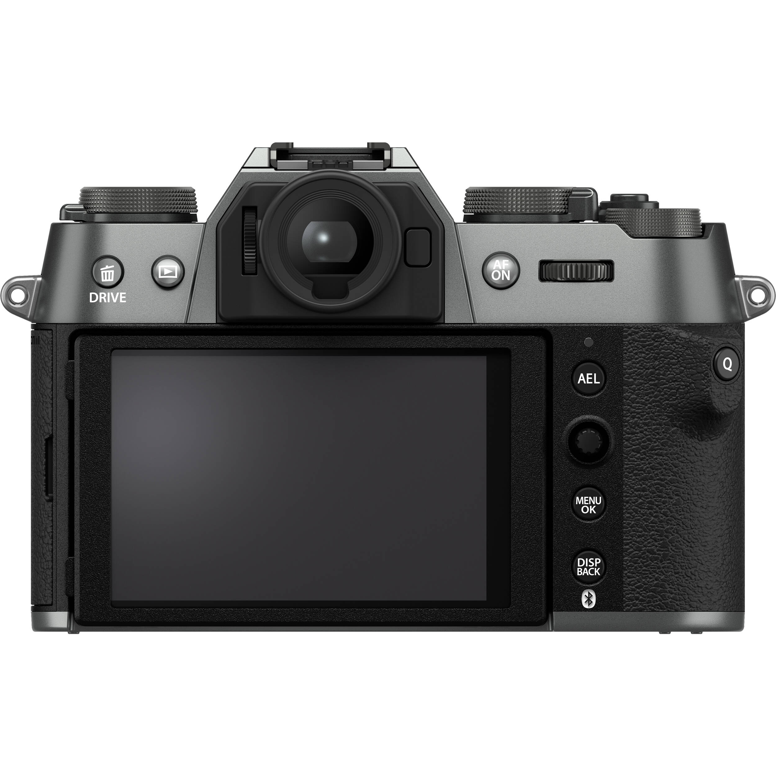 Fujifilm X-T50 mirrorless camera in charcoal grey with 40.2MP APS-C X-Trans CMOS 5 HR sensor, 16-50mm lens, 7-stop in-body image stabilization, 6.2K video recording, AI-assisted autofocus, and 3-inch tilting touchscreen.