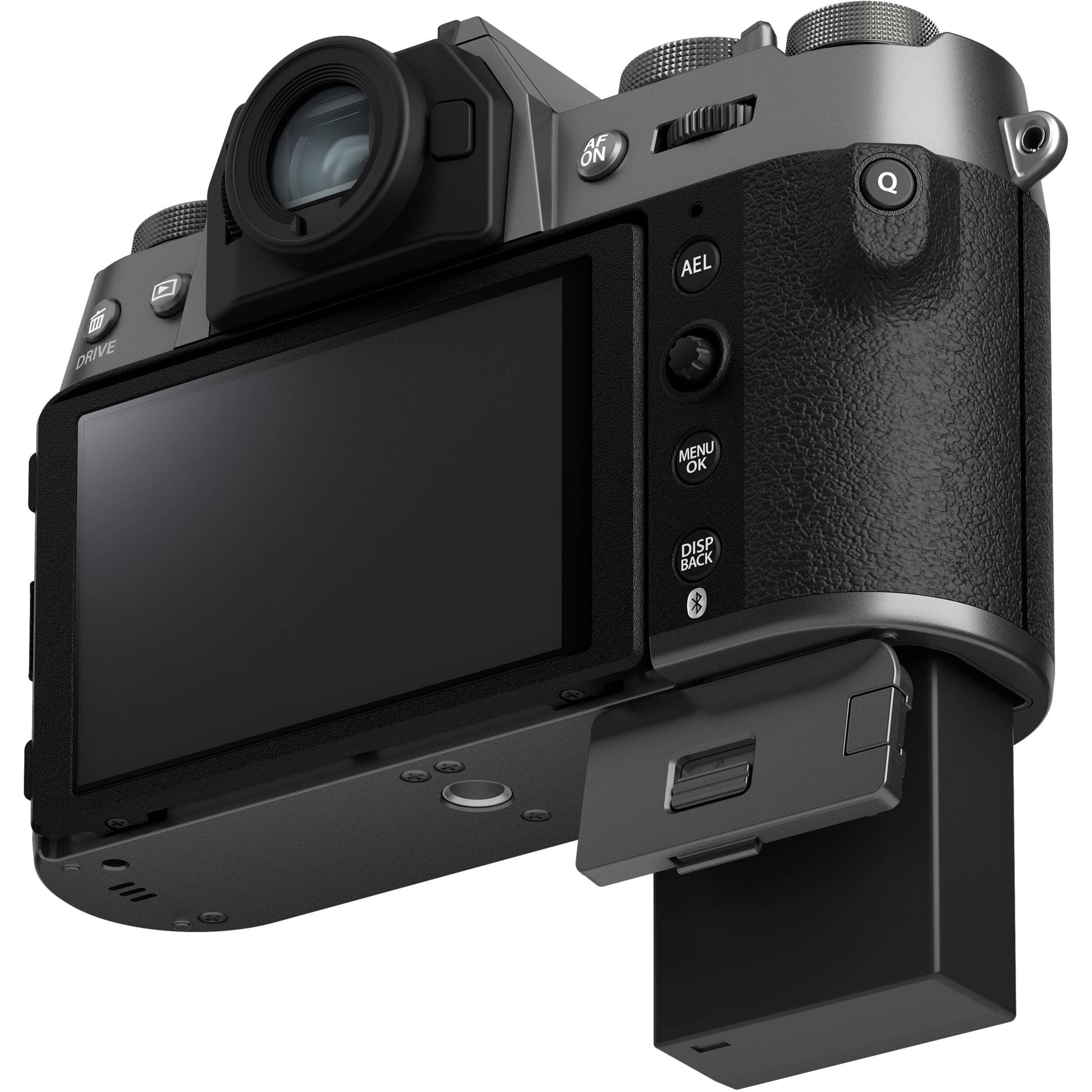 Fujifilm X-T50 mirrorless camera in charcoal grey with 40.2MP APS-C X-Trans CMOS 5 HR sensor, 16-50mm lens, 7-stop in-body image stabilization, 6.2K video recording, AI-assisted autofocus, and 3-inch tilting touchscreen.