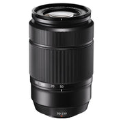 Black camera lens on a white background