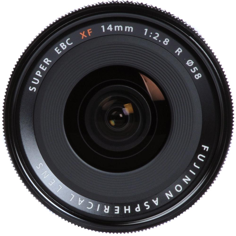 Camera lens with technical specifications on a white background