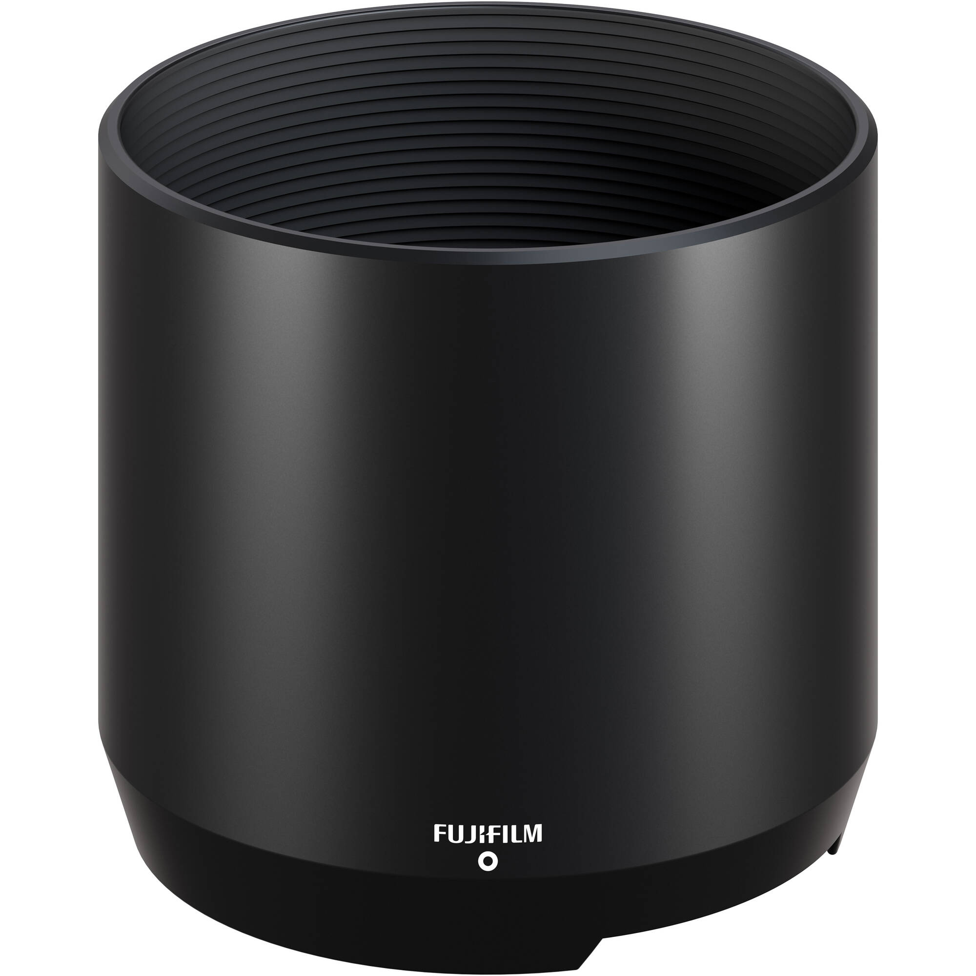 Black lens hood with 'Fujifilm' branding on a white background