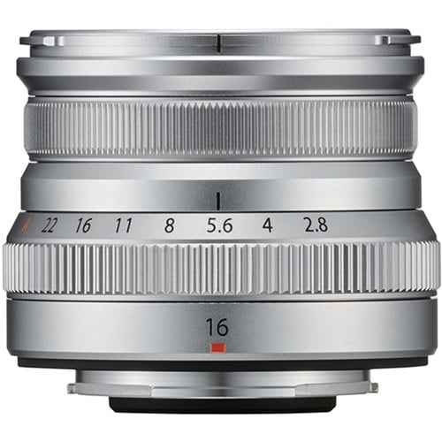 Fujifilm XF 16mm f/2.8 R WR lens. Compact APS-C wide-angle prime with f/2.8, sharp optics, weather-resistant build, and travel-friendly design.