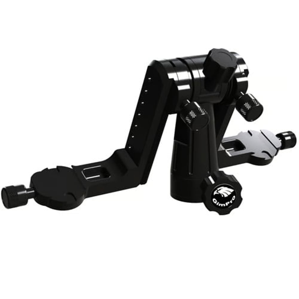 GimPro Double Pano Head delivers stability and versatility. Designed to be used in conjunction with the GimPro Game Viewer Arm and Hide Swivel.
