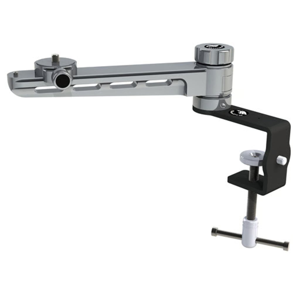 The GimPro Swivel Arm transforms a single-pivot pint to a multi-angle mount, designed to work with the GimPro Hide clamp as well as the Pipe Clamp.
